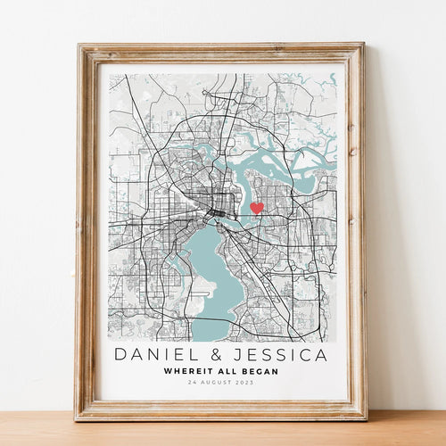 carte de ville personnalisée cadeau romantique pour lui - vue 5 sur 7