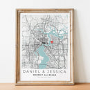carte de ville personnalisée pour cadeau de saint-valentin