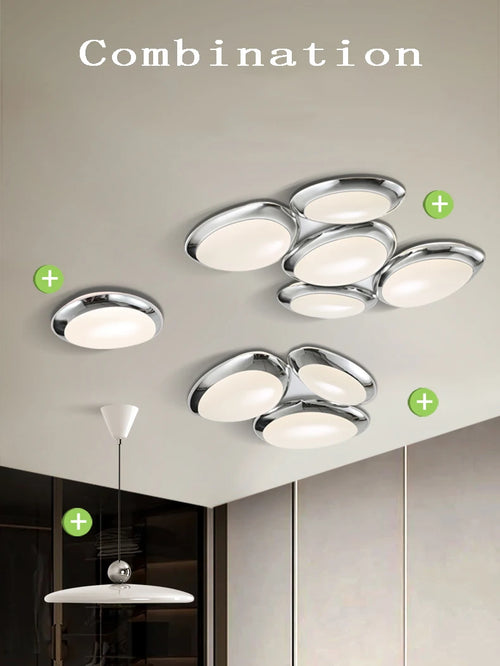 plafonnier led intelligent design moderne forme galets - vue 5 sur 9