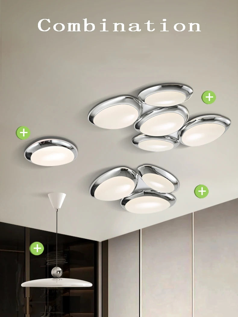 plafonnier led intelligent design moderne forme galets - vue 4 sur 9