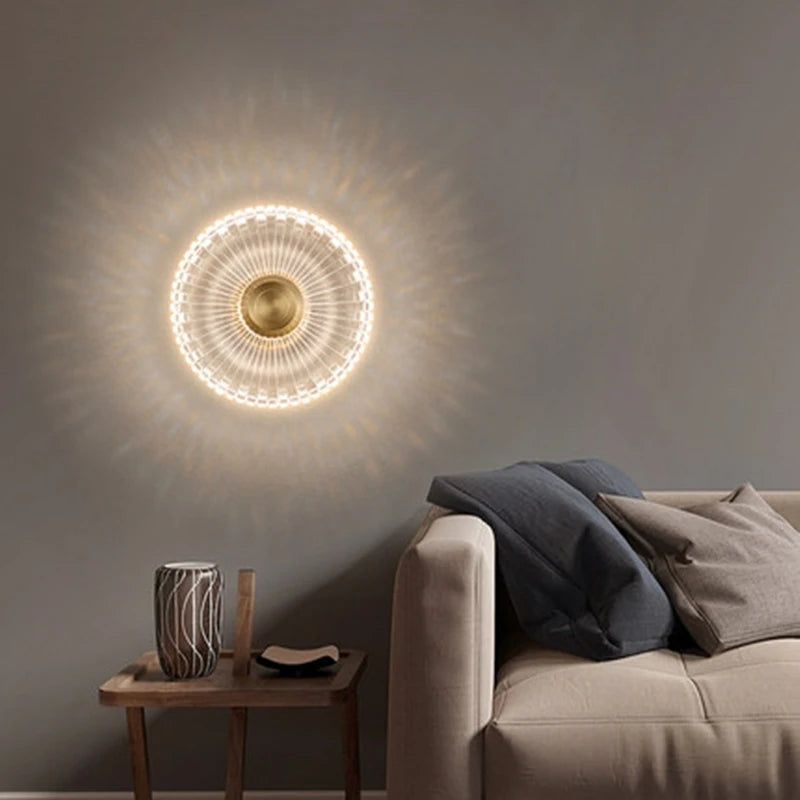 Applique murale led cuivre acrylique décorative intérieur salon chambre table chevet bain miroir - vue 4 sur 8