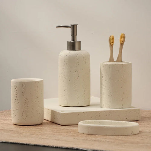 accessoires de salle de bain en grès pour rangement et décoration - vue 5 sur 12