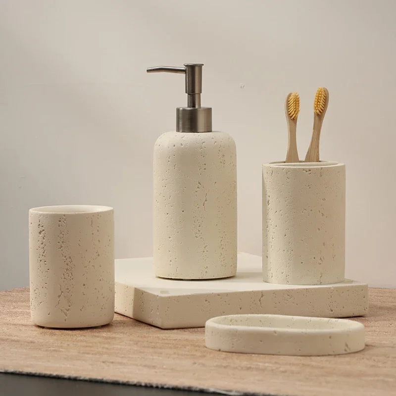 accessoires de salle de bain en grès pour rangement et décoration - vue 4 sur 12