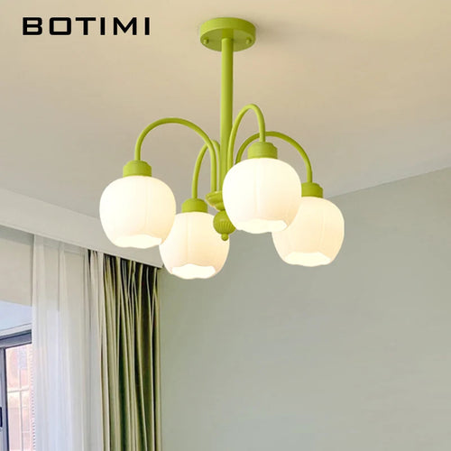lustre moderne botimi avec 8 abat-jour en verre nordiques - vue 4 sur 13