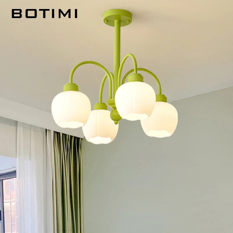 lustre moderne botimi avec 8 abat-jour en verre nordiques - vue 3 sur 13