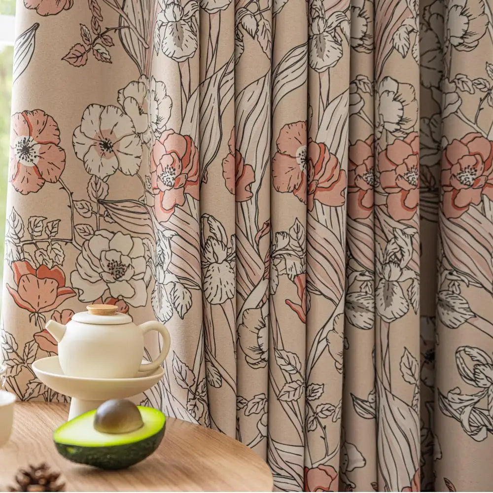 Rideau occultant motif floral style moderne pour salon - vue 1 sur 8