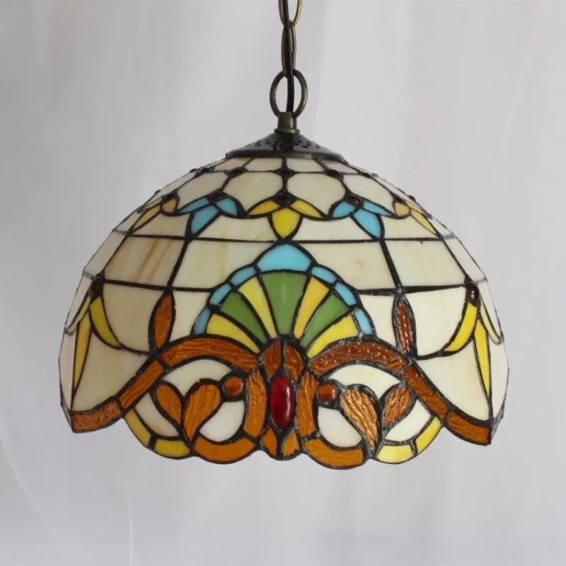 suspension tiffany en verre décorative style nordique paon faite à la main - vue 4 sur 10