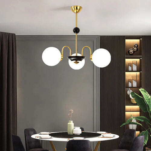lustre nordique moderne en chrome avec éclairage led - vue 5 sur 18