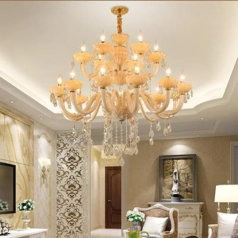 lustre en cristal moderne pour décoration intérieure avec éclairage led - vue 4 sur 9