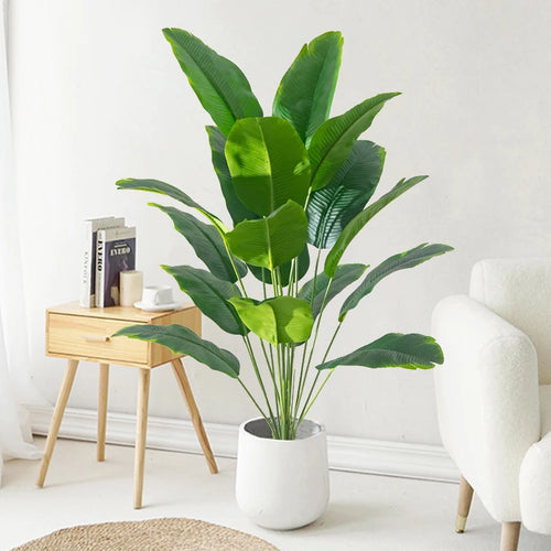 grand palmier tropical avec feuilles de bananier et strelizia en plastique - vue 3 sur 6