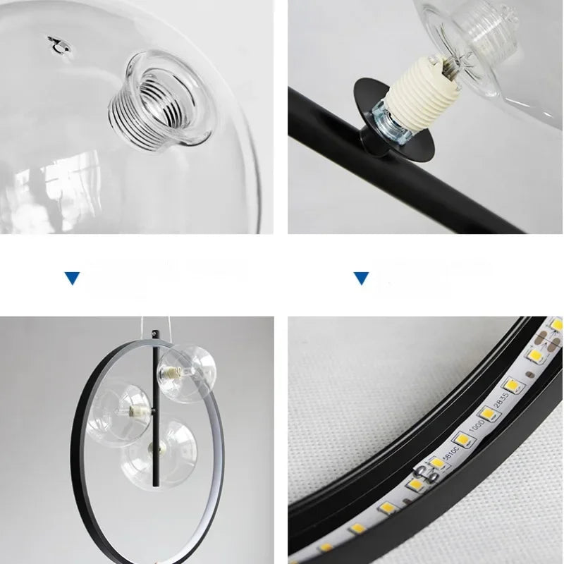 suspension moderne en verre à bulles pour restaurant et décoration intérieure - vue 5 sur 9