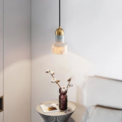 suspension nordique en marbre et cuivre design moderne - vue 7 sur 24