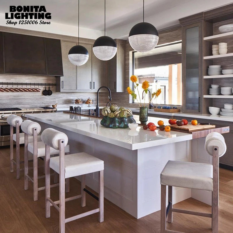 suspension nordique en verre à carreaux pour décoration moderne - vue 5 sur 12