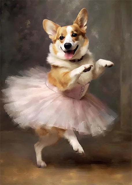 portraits de ballerine de chien art abstrait mural kawaii - vue 7 sur 26