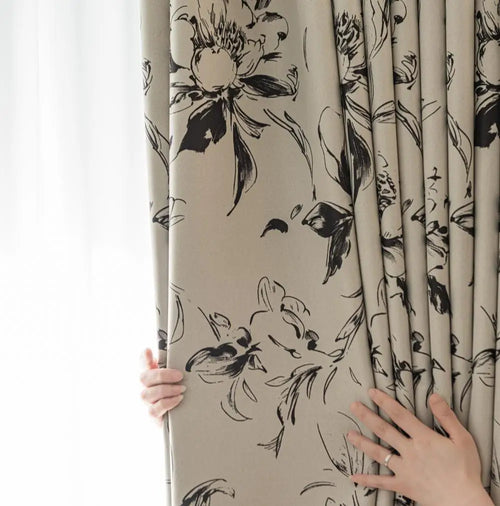 Rideau occultant motif floral style moderne salon chambre - vue 10 sur 9