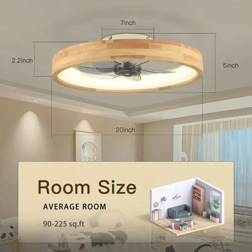 plafonnier ventilateur led avec minuterie télécommande et pales réversibles - vue 3 sur 6
