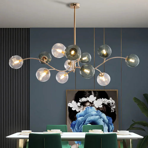lustre nordique luxueux brillant avec boule de verre - vue 2 sur 9