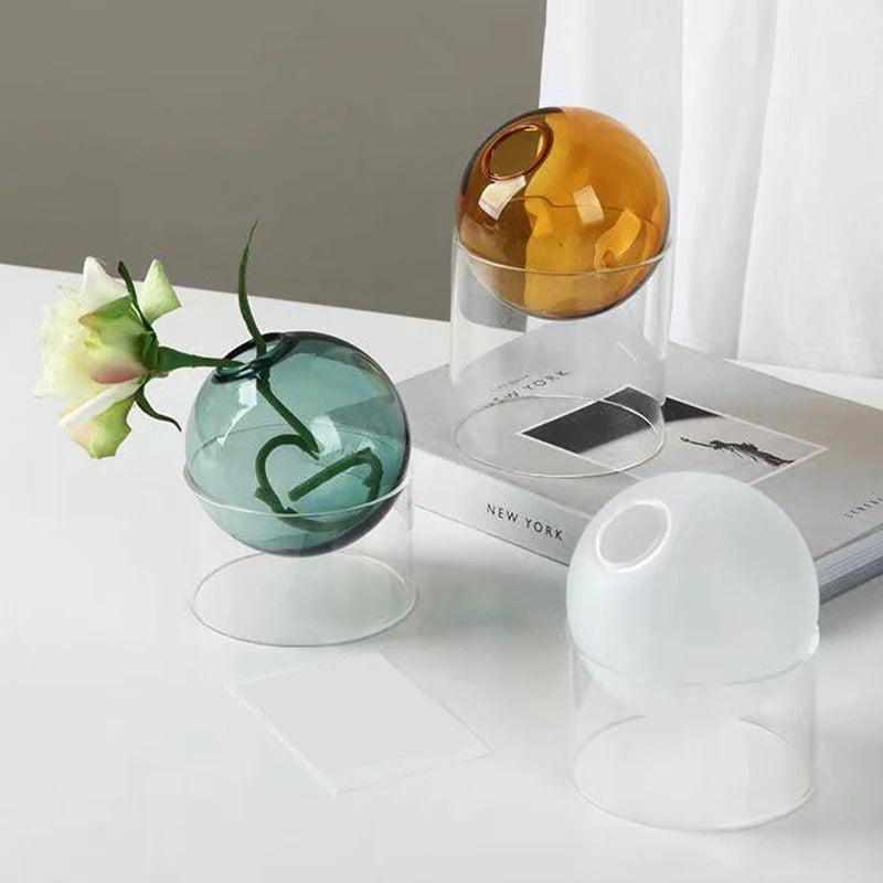 mini vase rond en verre pour décoration hydroponique écologique - vue 6 sur 18