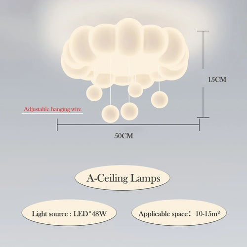 lustre moderne nuages romantique pour chambre enfant décoration intérieur - vue 10 sur 12