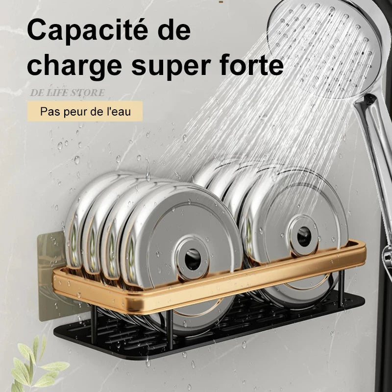 étagères murales en aluminium pour salle de bain sans perçage - vue 6 sur 16