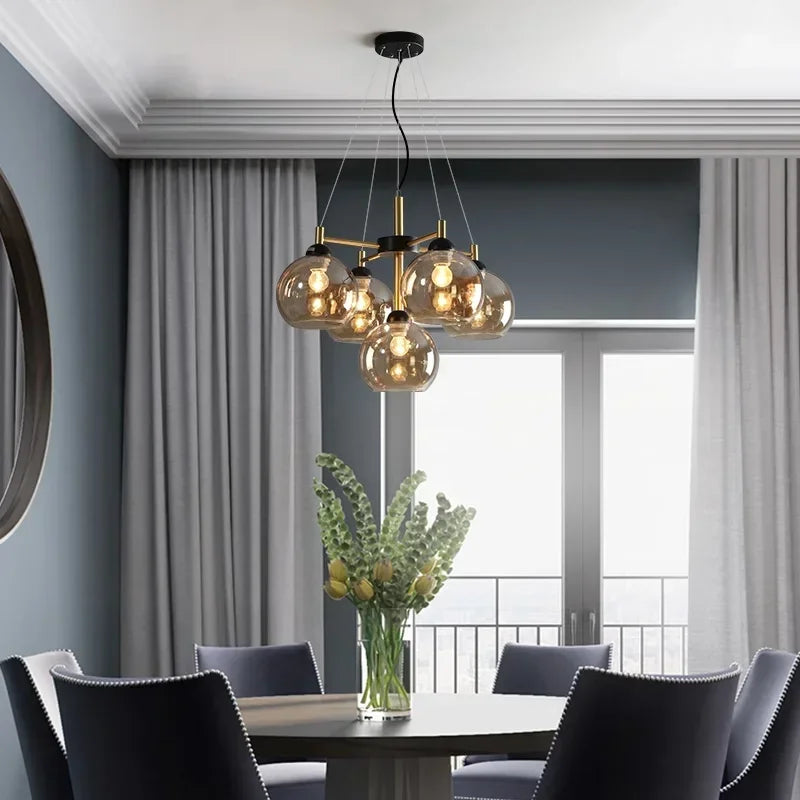 lustre nordique en cuivre verre design moderne avec haricots magiques - vue 5 sur 12