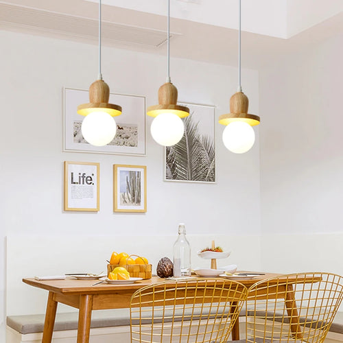 lustre en bois solide style nordique avec trois têtes - vue 4 sur 10