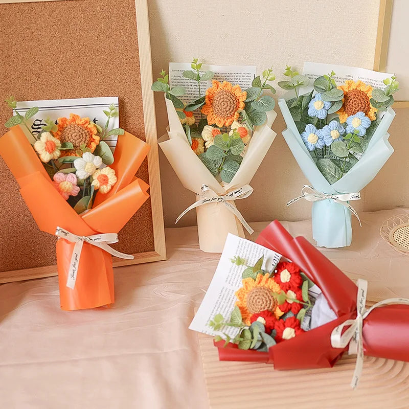 bouquet de tournesols au crochet fait main pour cadeaux et décorations - vue 2 sur 13