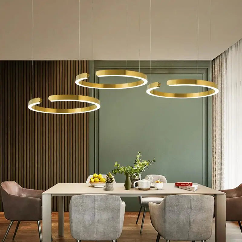 suspension LED en anneaux de luxe pour ambiance moderne - vue 2 sur 13