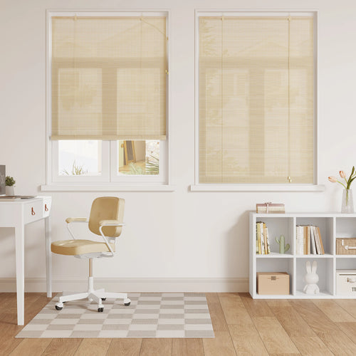 Store enrouleur bambou filtrant ventilation pour fenêtre salon - vue 7 sur 6