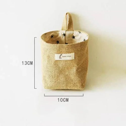 panier de rangement en coton et lin avec poignée - vue 16 sur 16