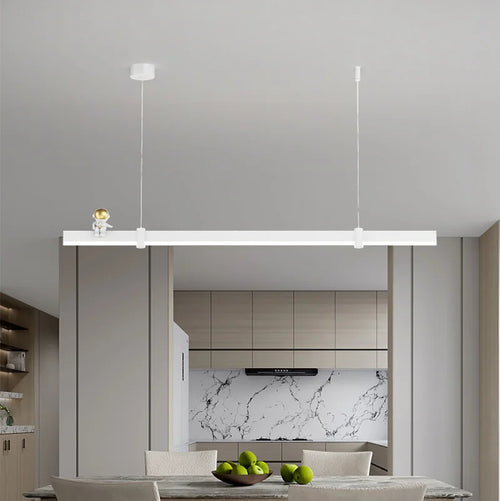 suspension led minimaliste moderne en acier brossé noir - vue 4 sur 12