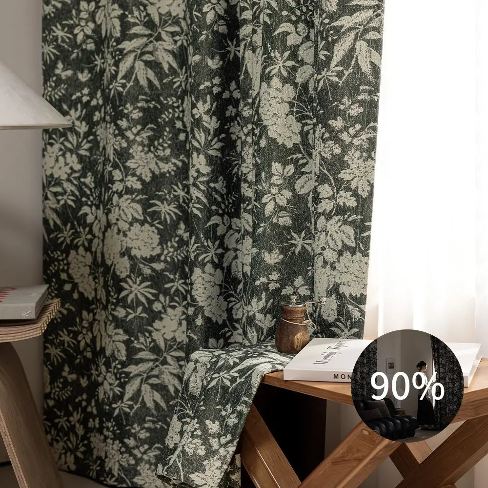 Rideau occultant floral style naturel pour chambre salon