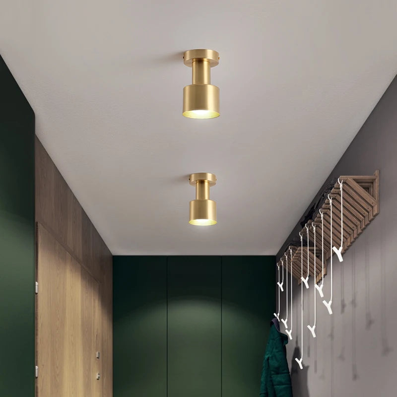 Balcony, American All Copper Ceiling, Small Ceiling Lamp, Nordic Modern Simple Cloakroom, Creative Porch, Entrance Hall Lamp - vue 1 sur 9