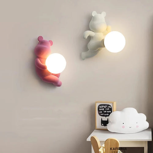 applique murale ours en résine et verre pour enfant - vue 2 sur 18