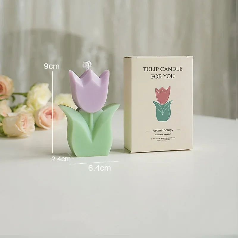 bougie tulipe artisanale parfumée pour décorations et aromathérapie - vue 9 sur 12