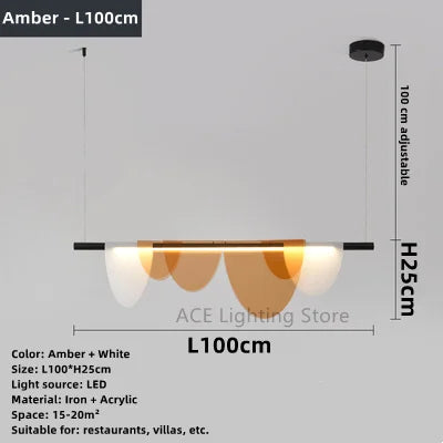 Lustre acrylique moderne nordique Led en verre coloré - vue 10 sur 10