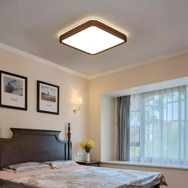 Walnut Wood Ceiling light, Wabi-sabi Simple Modern Vintage style, Bedroom lighting for Bathroom, Bedroom, dining room, Study - vue 3 sur 16
