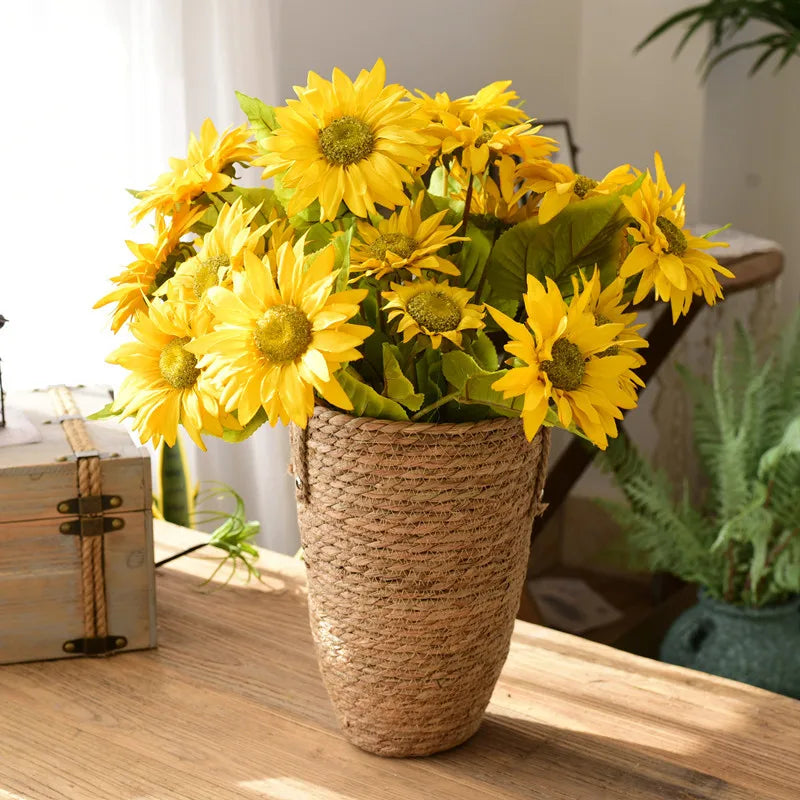 panier de fleurs tissé en herbe nordique moderne décor floral séché - vue 5 sur 6