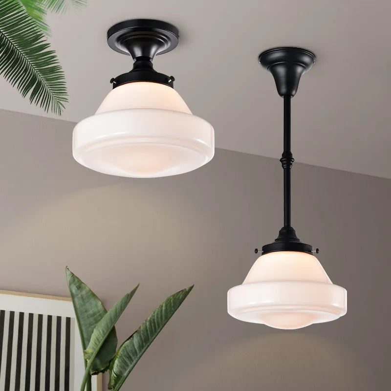 Plafonnier Vintage pour chambre à coucher cuisine salle d'étude lumière en verre noir lampe suspendue industrielle lampes de loft intérieur nordique - vue 1 sur 10