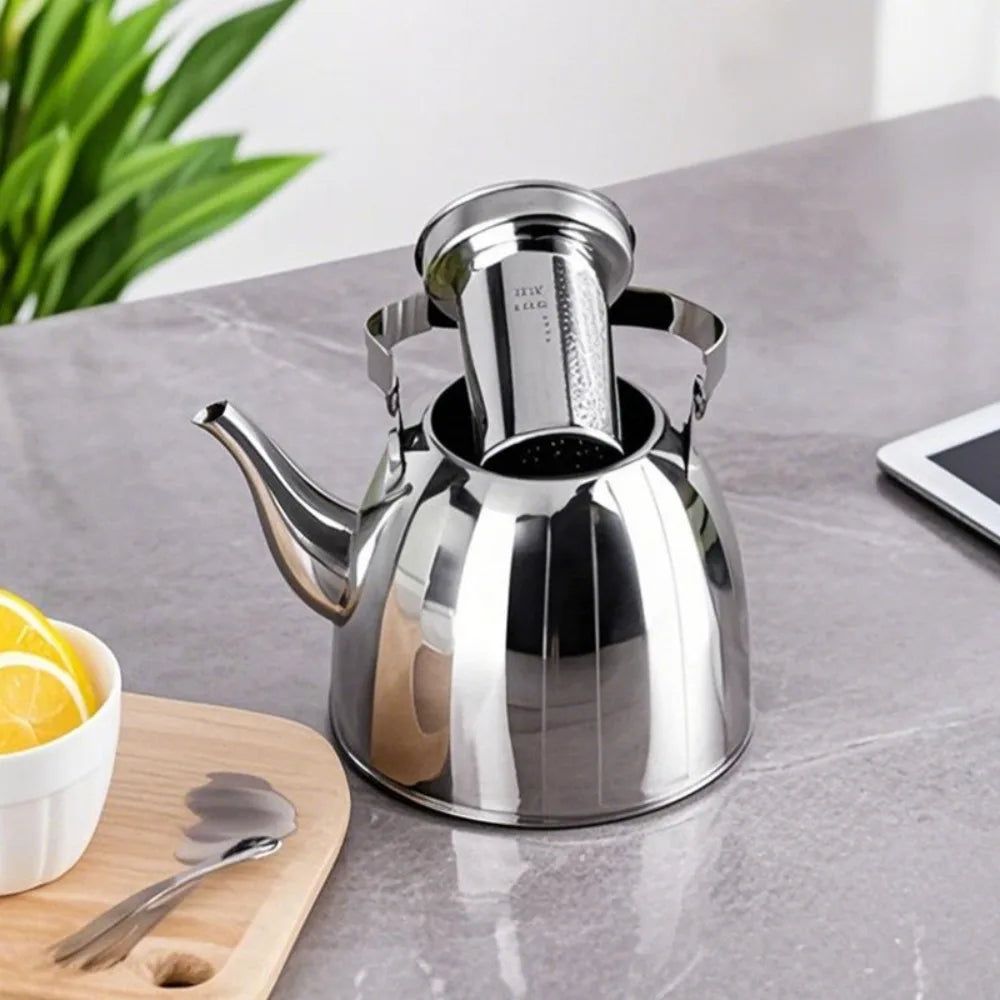 Bouilloire inox motif fleur infuseur amovible poignée isolante - vue 5 sur 7