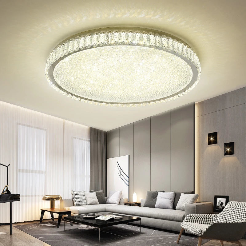 plafonnier led rond moderne en cristal pour restaurant hôtel 2022 - vue 6 sur 12