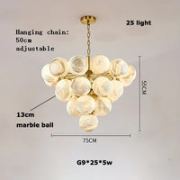 lustre moderne en marbre doré et noir pour éclairage élégant
