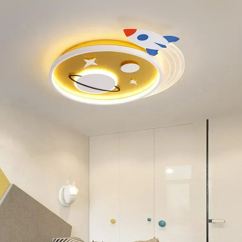 plafonnier nordique planète fusée led pour décoration enfant - vue 3 sur 9