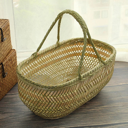 panier à provisions en osier avec poignée en bambou pour le jardin - vue 4 sur 6