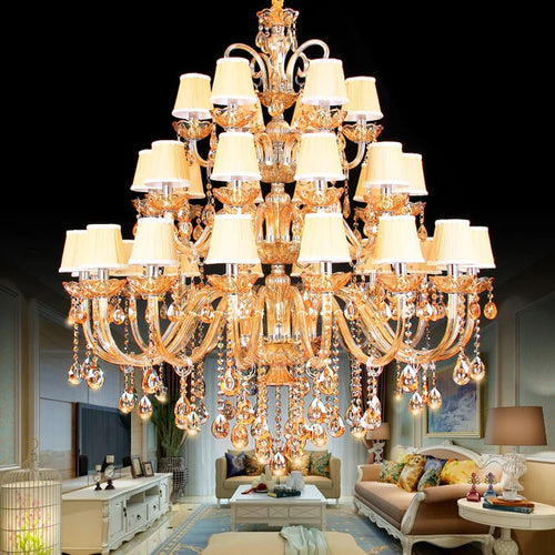 lustre moderne en chrome en cristal pour éclairage de luxe - vue 4 sur 10