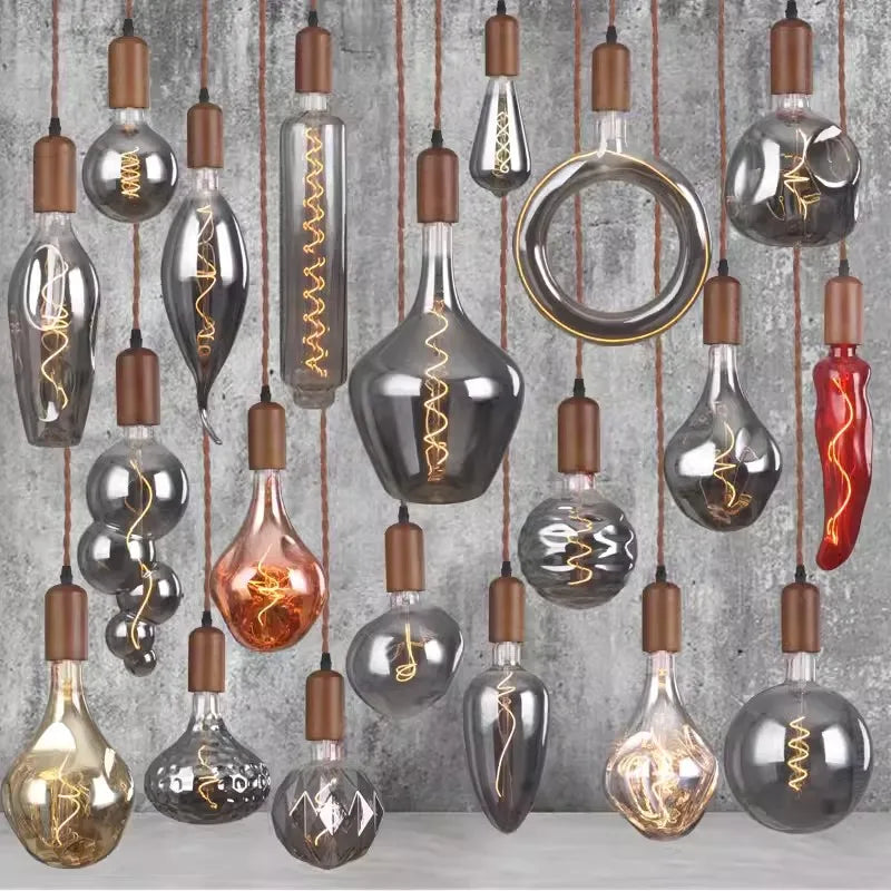 lustre en verre d'art rétro en bois massif créatif pour décoration intérieure - vue 3 sur 25