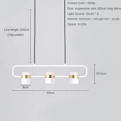 Nordic Designer Strip Restaurant Chandelier Minimalist Creative Bar Table Lamp, Bedroom Bedside Decoration Small GU10 Chandelier - vue 14 sur 14