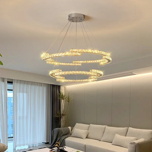 lustre moderne à led en cristal design élégant pour intérieur - vue 6 sur 13