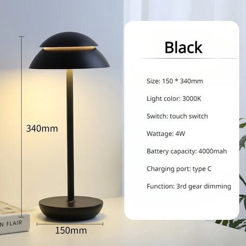 lampe rechargeable vintage led usb sans fil veilleuse portable - vue 9 sur 11