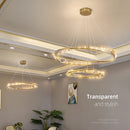 Crystal LED Chandelier for Living Room Kitchen Bedroom Ceiling Pendant Lamp, Gold Modern Remote Control Hanging Light